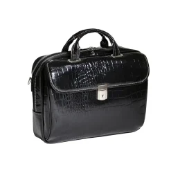 Siamod MONTEROSSO, SERVANO, Embossed Crocco Leather, Tablet Briefcase, Black (35535)