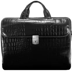 Siamod MONTEROSSO, SERVANO, Embossed Crocco Leather, Tablet Briefcase, Black (35535)