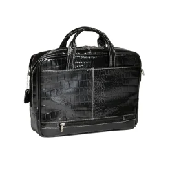 Siamod MONTEROSSO, SERVANO, Embossed Crocco Leather, Tablet Briefcase, Black (35535)