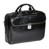 Siamod MONTEROSSO, SETTEMBRE, Embossed Crocco Leather, Medium Ladies Laptop Briefcase, Black (35525)