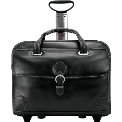 Siamod VERNAZZA, CARUGETTO, Napa Cashmere Leather, Patented Detachable -Wheeled Laptop Briefcase, Black (45295)