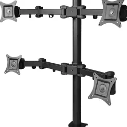 SIIG Articulating Quad Monitor Desk Mount Adjustable, Up to 27", Black (CE-MT0S12-S1)