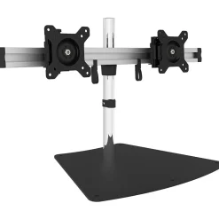 SIIG Easy-Adjust Dual Monitor Desk Stand Adjustable, Up to 27", Silver/Black (CEMT2011S1)