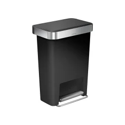 simplehuman Indoor Step Trash Can, Black Plastic, 12 Gal. (CW1385)