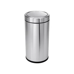 simplehuman Indoor Swing Lid Trash Can, Brushed Stainless Steel, 14.5 Gal. (CW1442)