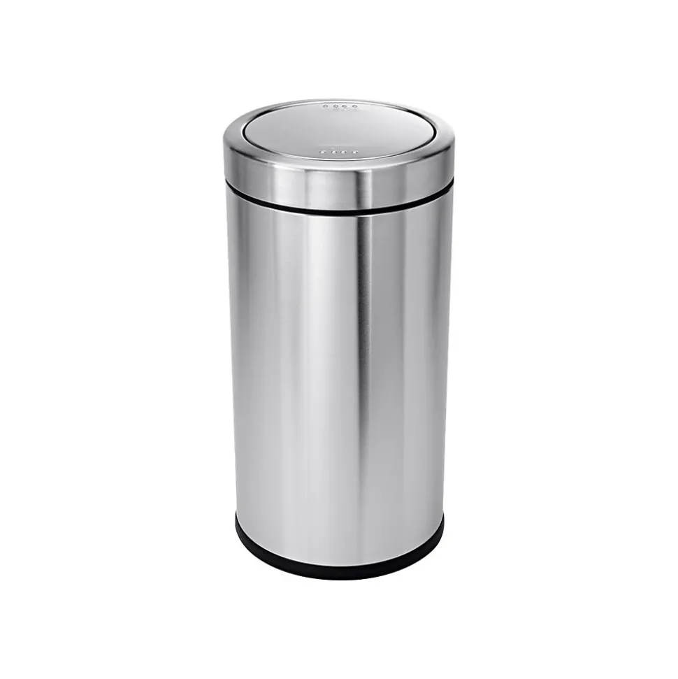 simplehuman Indoor Swing Lid Trash Can, Brushed Stainless Steel, 14.5 Gal. (CW1442)