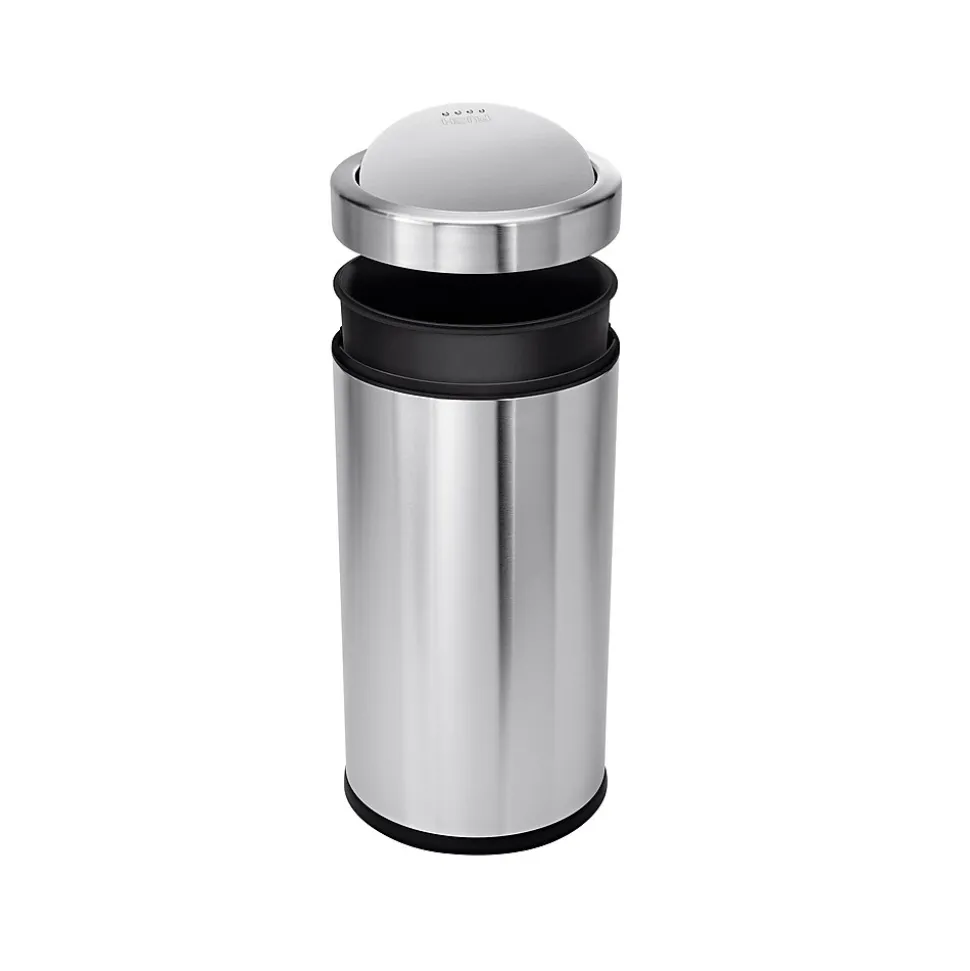 simplehuman Indoor Swing Lid Trash Can, Brushed Stainless Steel, 14.5 Gal. (CW1442)