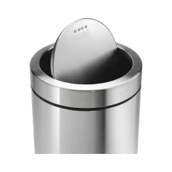 simplehuman Indoor Swing Lid Trash Can, Brushed Stainless Steel, 14.5 Gal. (CW1442)