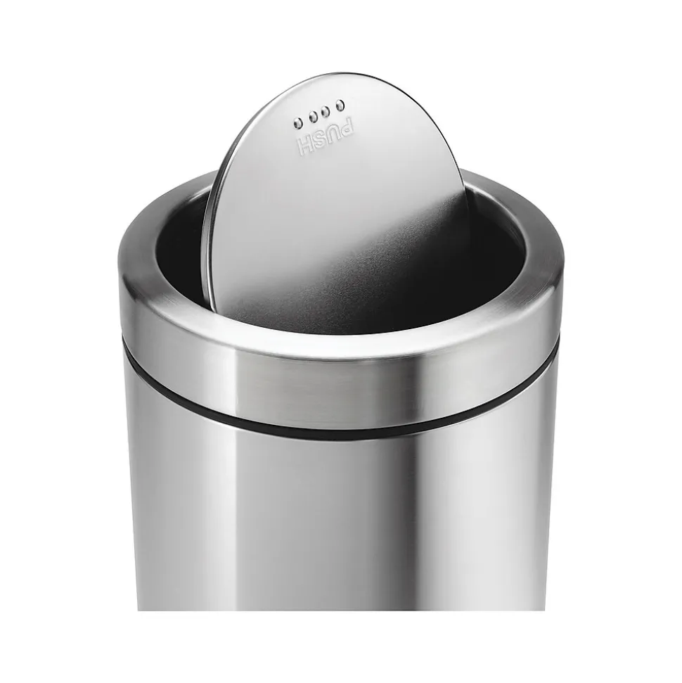simplehuman Indoor Swing Lid Trash Can, Brushed Stainless Steel, 14.5 Gal. (CW1442)