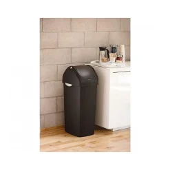 simplehuman Indoor Swing Lid Trash Can, Black Plastic, 16 Gal. (CW1333)