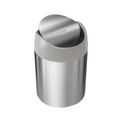 simplehuman Mini Swing Lid Trash Can, Brushed Stainless Steel, 0.4 Gal., 6/Carton (CW2084)