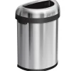 simplehuman Semi-Round Open Trash Can, Heavy-Gauge Brushed Stainless Steel, 21 Gallon (CW1473)