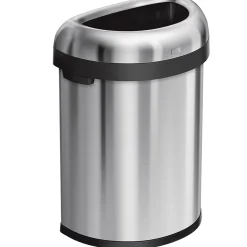 simplehuman Semi-Round Open Trash Can, Heavy-Gauge Brushed Stainless Steel, 21 Gallon (CW1473)