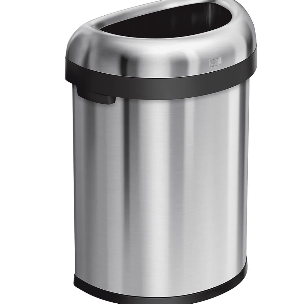 simplehuman Semi-Round Open Trash Can, Heavy-Gauge Brushed Stainless Steel, 21 Gallon (CW1473)