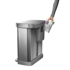 simplehuman Stainless Steel Dual Compartment Recycling Step Can, 15.3 gal, Metallic (CW2025)