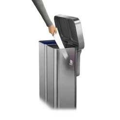 simplehuman Stainless Steel Dual Compartment Recycling Step Can, 15.3 gal, Metallic (CW2025)