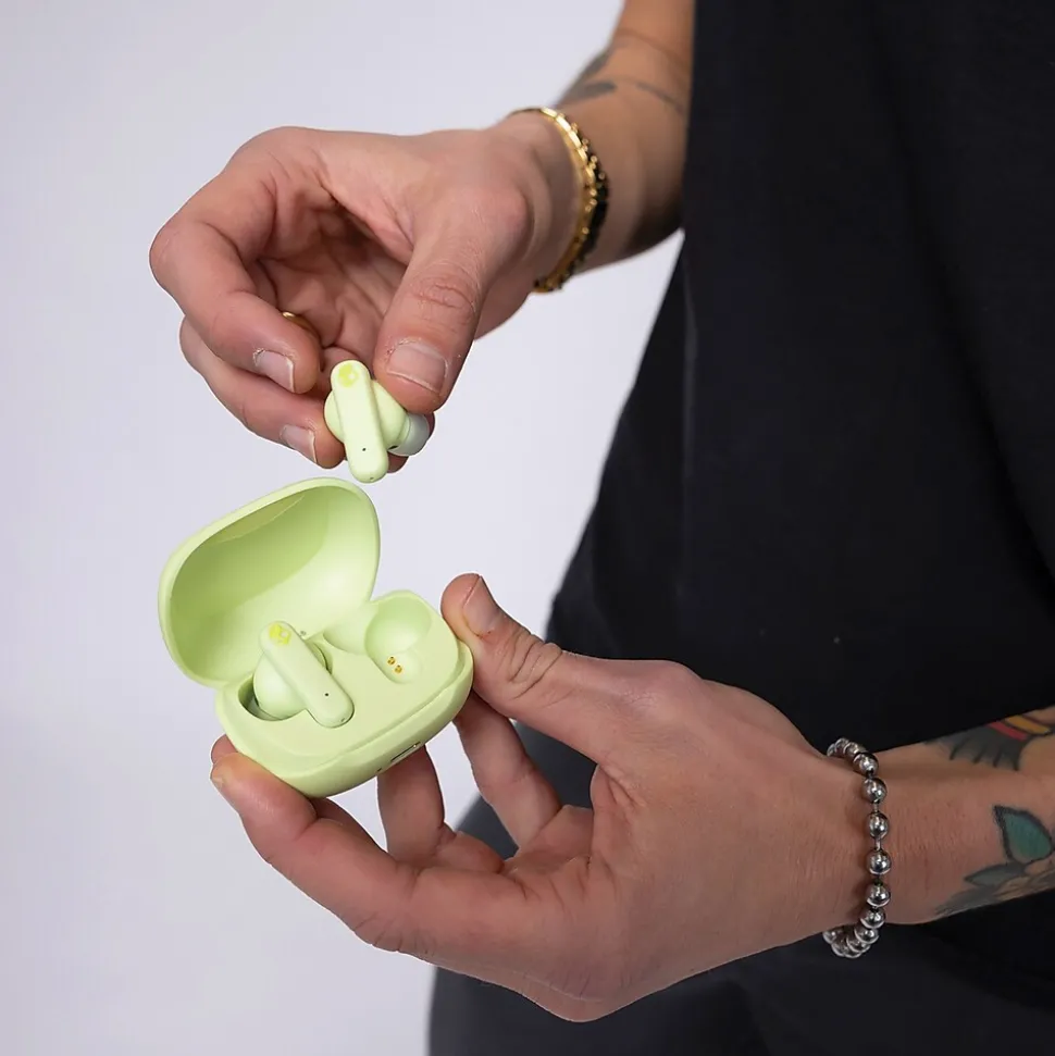 Skullcandy Smokin' Buds True Wireless Earbuds with Microphone & Charging Case, Bluetooth, Matcha (S2TAW-R954)