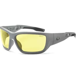 Skullerz BALDR Safety Glasses, Yellow Lens, Matte Gray (57150)