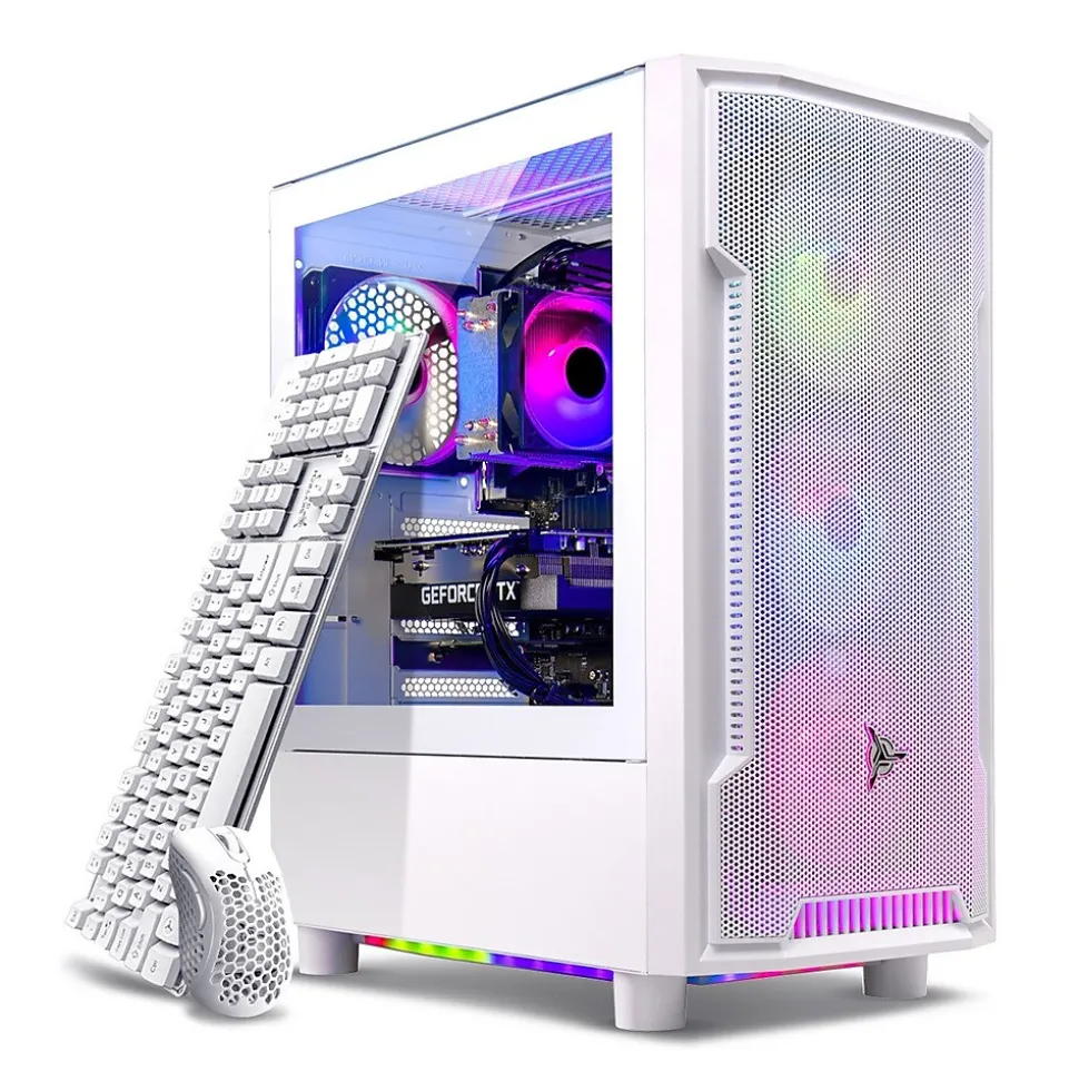 Skytech Archangel 4.5 Gaming Desktop, AMD Ryzen 5 5600X 3.7GHz, NVIDIA Geforce RTX 3050, 1TB SSD, 16GB RAM, Windows 11, White