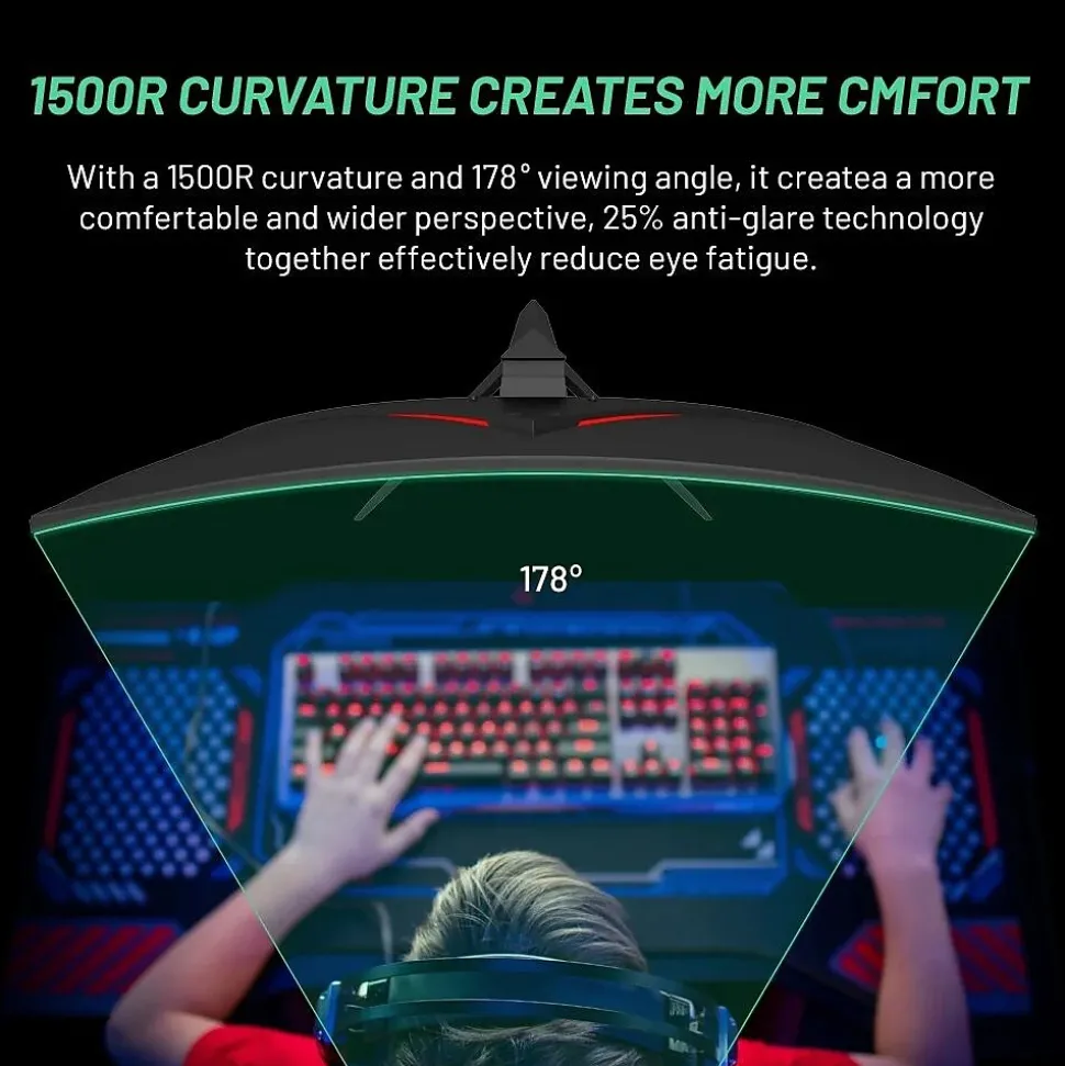 Skytech Moon Shadow 27" Curved 2K 180 Hz Gaming Monitor, Black (MT-MOONSHADOW-0001-B-SK)