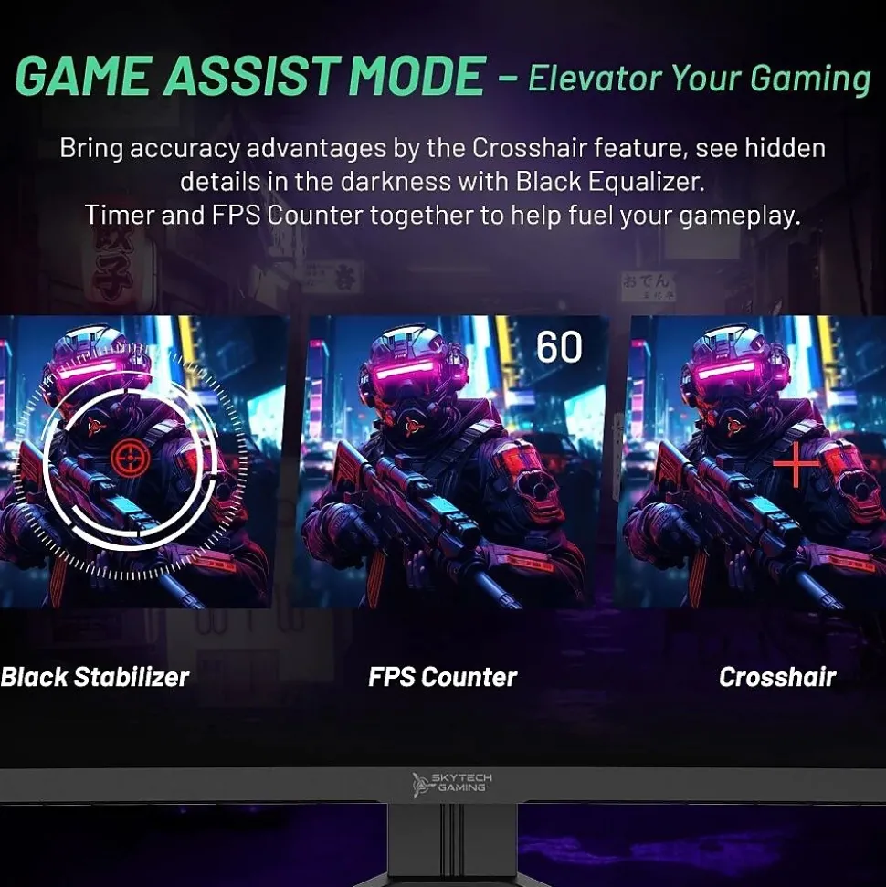 Skytech Moon Shadow 27" Curved 2K 180 Hz Gaming Monitor, Black (MT-MOONSHADOW-0001-B-SK)