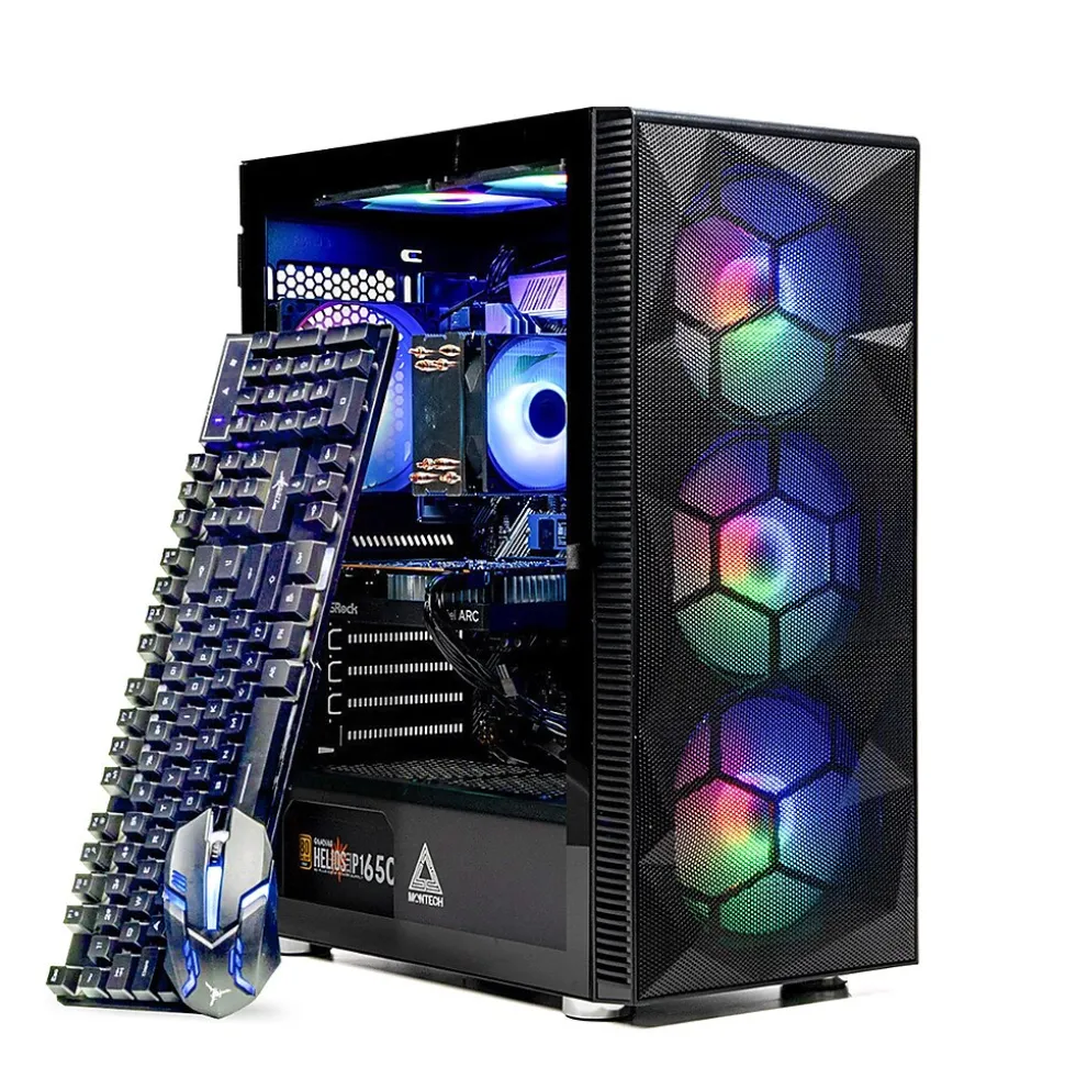 Skytech Storm Gaming Desktop, AMD Ryzen 5 5600G, 16GB RAM, 1TB SSD, Intel Arc A380 Graphics, Black