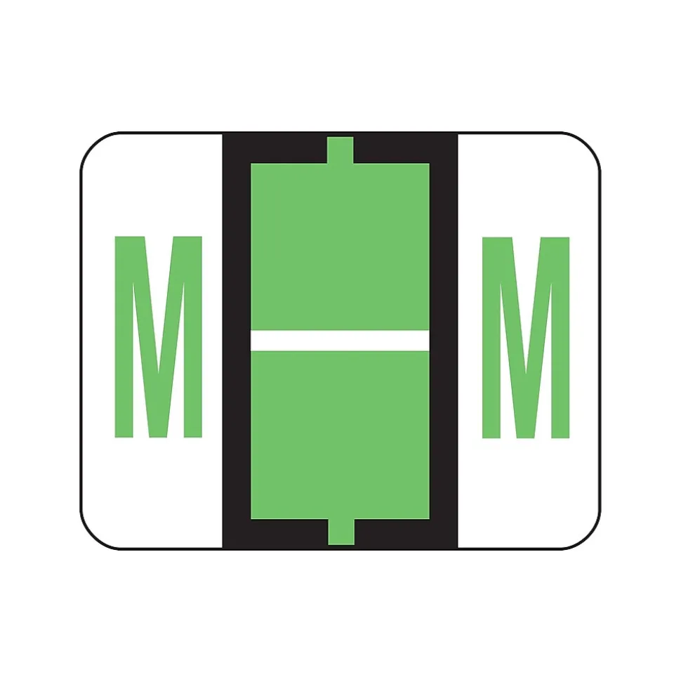Smead BCCR Color Coded Alphabetic Labels, M, Light Green, 500/Roll (67083)