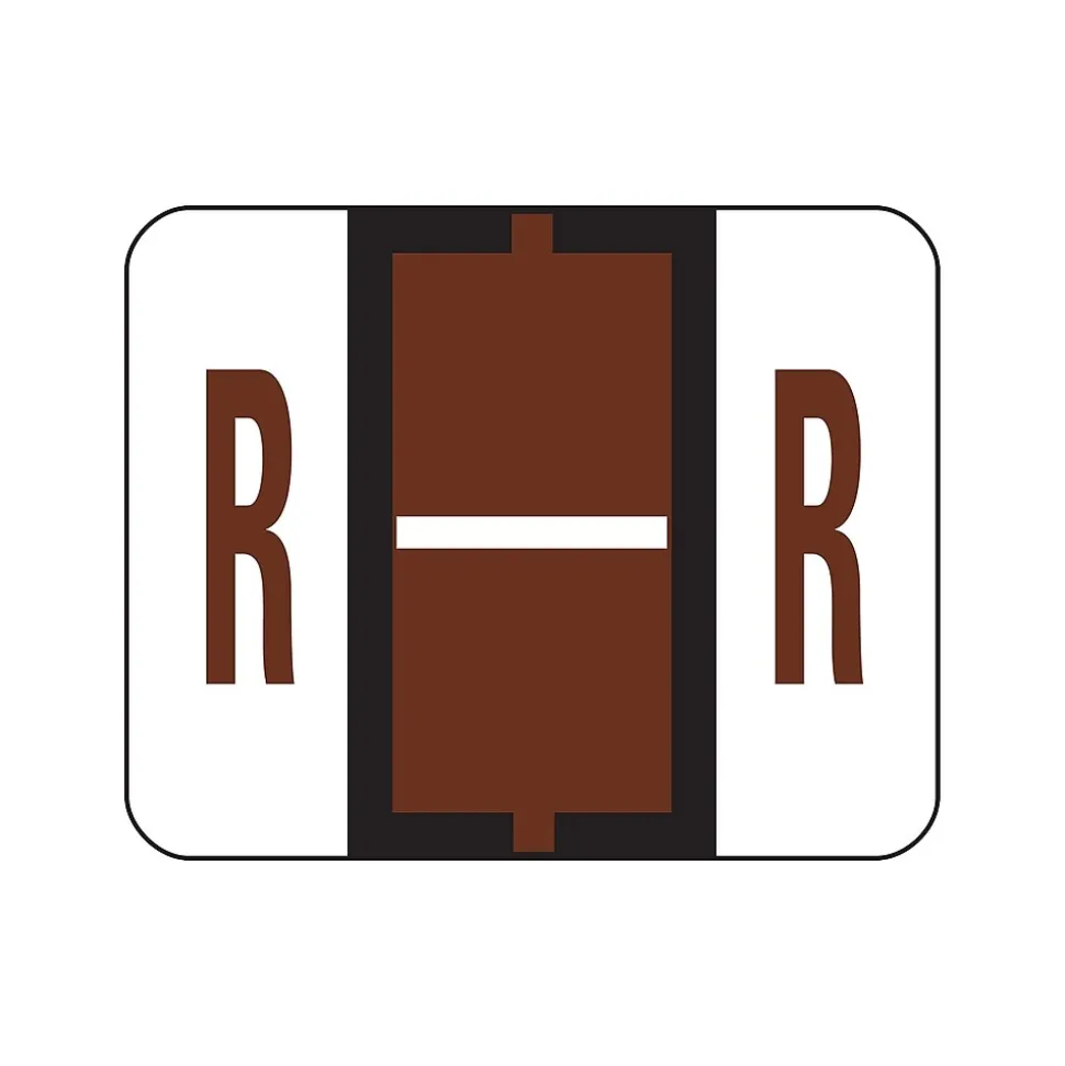 Smead BCCR Color Coded Alphabetic Labels, R, Brown, 500/Roll (67088)