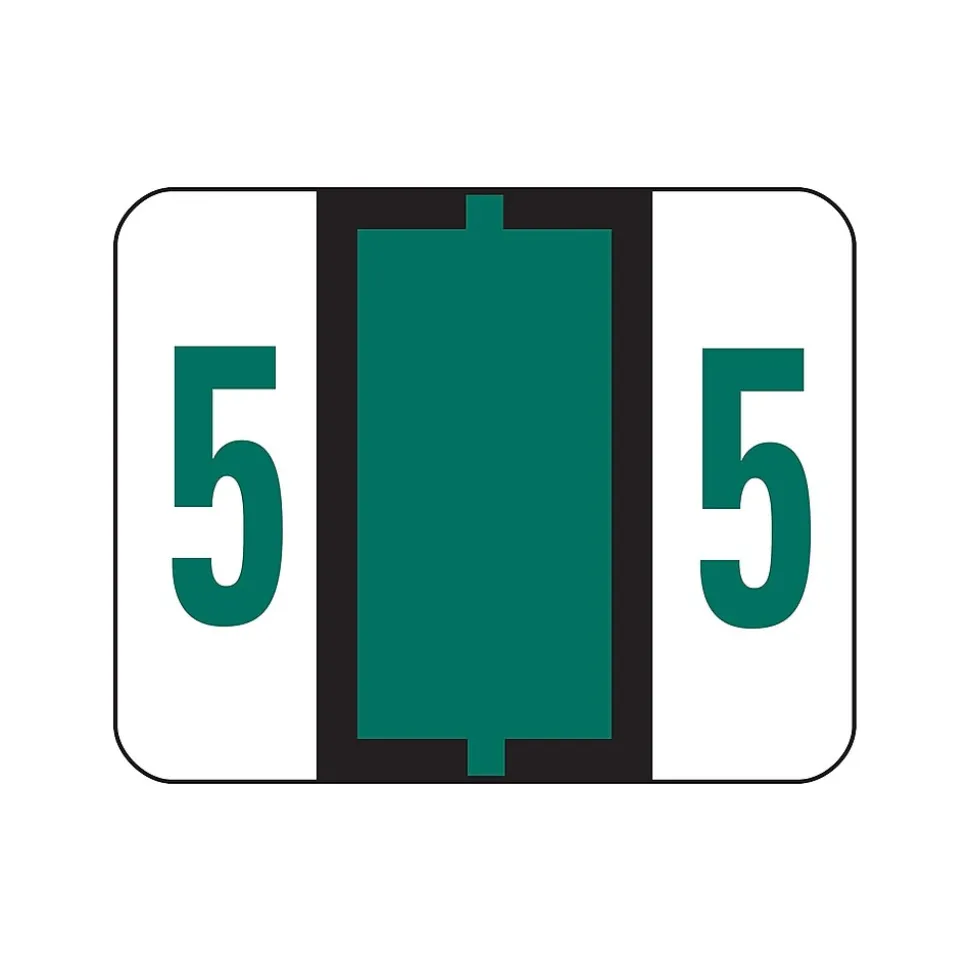 Smead BCCRN Color Coded Numeric Labels, 5, Dark Green, 500/Roll (67375)