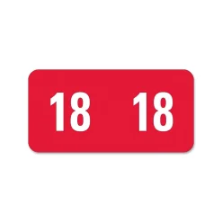 Smead ETS Color Coded Year Labels, 2018, Red, 250/Pack (67918)