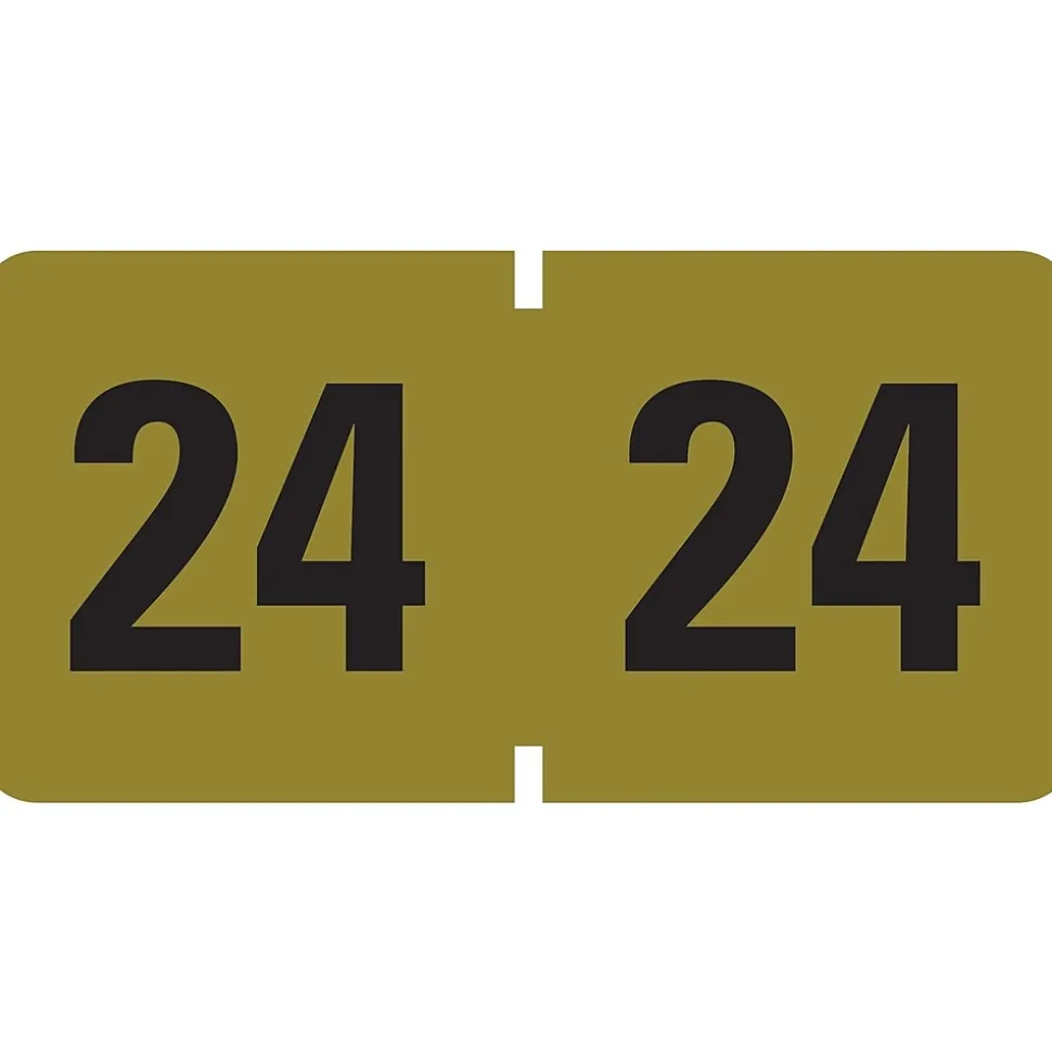 Smead ETYJ 24 Color-Coded Year Label, 0.75" x 1.5", Gold, 500 Labels/Roll (68324)