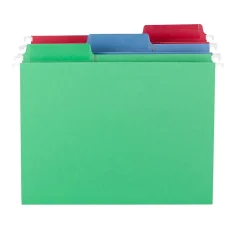 Smead FasTab 10% Recycled Hanging File Folder, 3-Tab, Letter Size, Assorted Colors, 18/Box (64031)