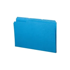 Smead File Folder, 1/3 Cut, Legal Size, Blue, 100/BX (17043)