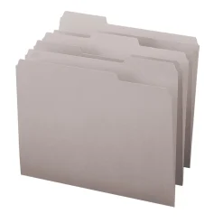 Smead File Folder, 3 Tab, Letter Size, Light Gray, 100/Bx (12343)