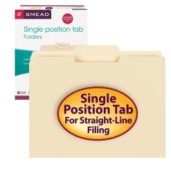 Smead File Folders, 1/3-Cut Tab, Letter Size, Manila, 100/Box (10332)