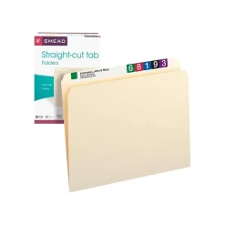 Smead File Folders, Straight-Cut Tab, Letter Size, Manila, 100/Box (10300)