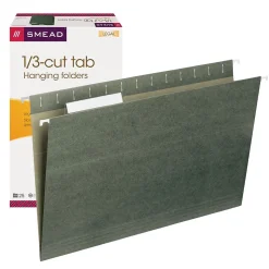 Smead Hanging File Folders, 1/3-Cut Adjustable Tab, Legal Size, Standard Green, 25/Box (64135)