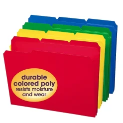 Smead Poly File Folder, 1/3-Cut- Tab Letter Size, Assorted Colors, 24/Box (10500)