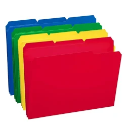Smead Poly File Folder, 1/3-Cut- Tab Letter Size, Assorted Colors, 24/Box (10500)