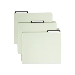 Smead Pressboard File Folder, 1/3-Cut Tab Flat Metal, 1" Expansion, Letter Size, Gray/Green, 25 per Box (13430)