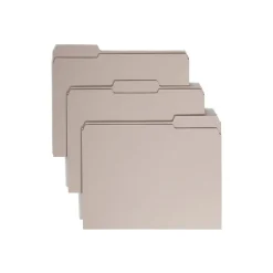 Smead Reinforced File Folder, 3 Tab, Letter Size, Gray, 100/Box (12334)