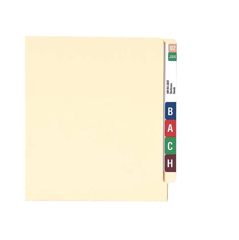 Smead Smartstrip ColorBar WaterGuard Inkjet File Folder Labels, 1 1/2" x 7 1/2", White, 250/Pack (66006)