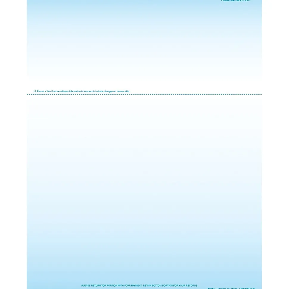 Solid Color Laser Statements, Style A, with Credit Card Information, Blue