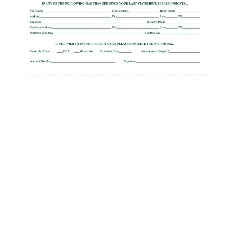 Solid Color Laser Statements, Style C, with Credit Card Information, Teal