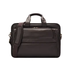 Solo New York Classic Leather Briefcase, Laptop Compatible, Espresso (D941-3)