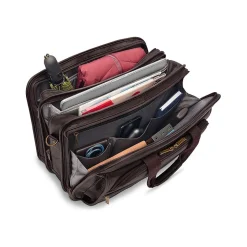 Solo New York Classic Leather Briefcase, Laptop Compatible, Espresso (D941-3)