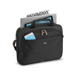 Solo New York Everyday Laptop Briefcase, Black/Orange Polyester (UBN106-4)