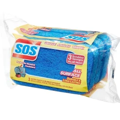 S.O.S All Surface Scrubber Sponge, 3 Sponges/Pack, 8 Packs/Case (91028)