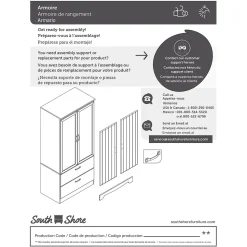 South Shore Acapella Wardrobe Armoire, Pure Black (5370038)