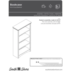 South Shore Gascony Standard 4-Shelf Bookcase, Pure White (7360767)